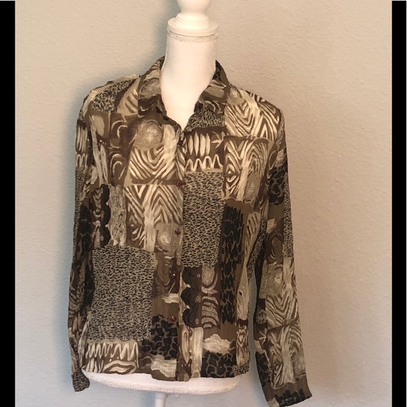 Style & Co. Collection Petite Print Blouse 8P - Picture 1 of 2